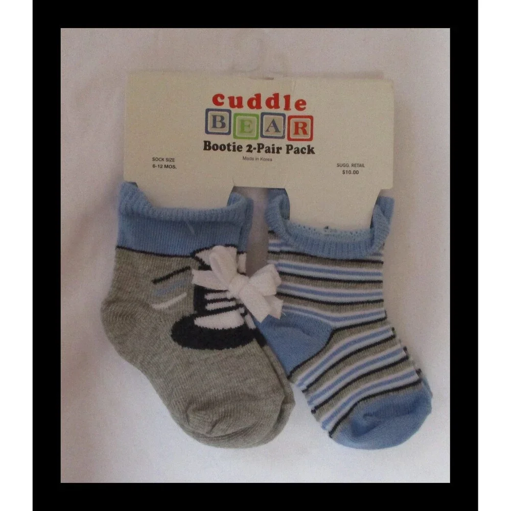 Cuddle Bear 2 Pair Baby Boys Booties 6-12M NWT